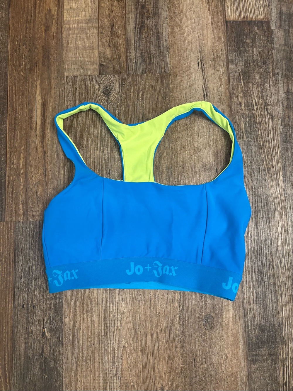 Jo+Jax Blue & Lime Racerback Sports Bra